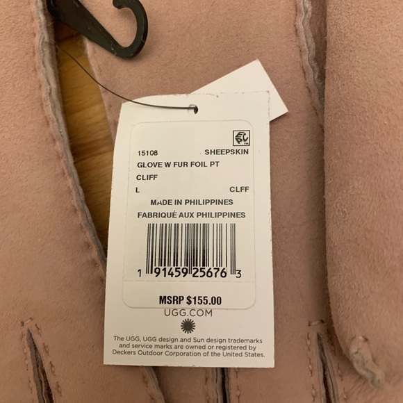 NWT light blush pink suede and shearling gloves size L - Picture 4 of 6